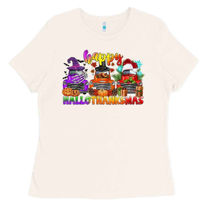 Happy Hallothanksmas Truck Ladies Tee by CowGirlArtShop | Teevron