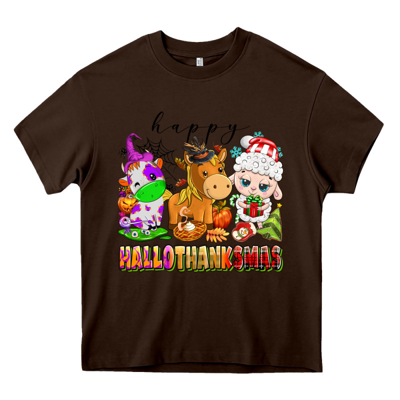 Happy Hallothanksmas Farm Animals Heavy Core Tee by texasbilliewilder | Teevron