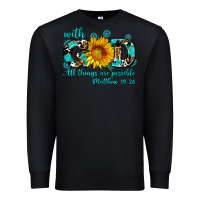 Black with god all things are possible sunflower Premium Sweatshirt - AdoDesignShop