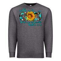 Charcoal Heather with god all things are possible sunflower Premium Sweatshirt - AdoDesignShop