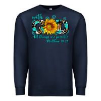 Navy with god all things are possible sunflower Premium Sweatshirt - AdoDesignShop