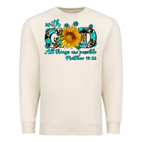 Sandshell with god all things are possible sunflower Premium Sweatshirt - AdoDesignShop