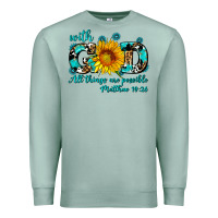 Seafoam with god all things are possible sunflower Premium Sweatshirt - AdoDesignShop