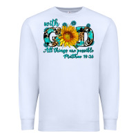 White with god all things are possible sunflower Premium Sweatshirt - AdoDesignShop