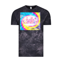 Cloud Black Hello Summer Tie Dye Tumbler Vintage Tee - CowCowDesign