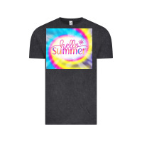 Vintage Black Hello Summer Tie Dye Tumbler Vintage Tee - CowCowDesign