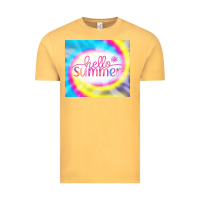 Vintage Mustard Hello Summer Tie Dye Tumbler Vintage Tee - CowCowDesign