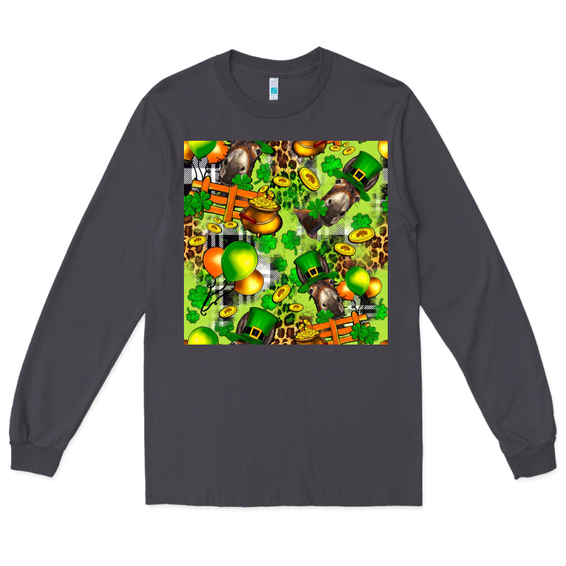 St. Patrick's Donkey With Shamrock Seamless Long Sleeve Tee by FaDigitalArtStudio | Teevron