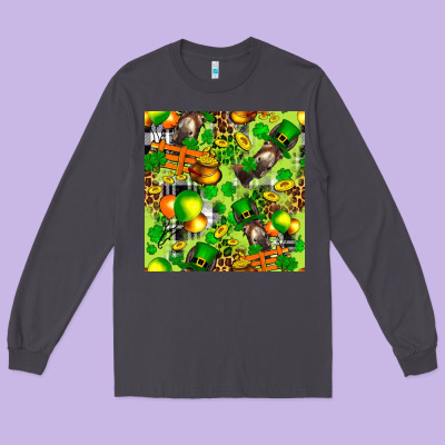 St. Patrick's Donkey With Shamrock Seamless Long Sleeve Tee Designed By Fadigitalartstudio