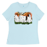 Baby Blue ghost horses halloween Ladies Tee - CowGirlArtShop