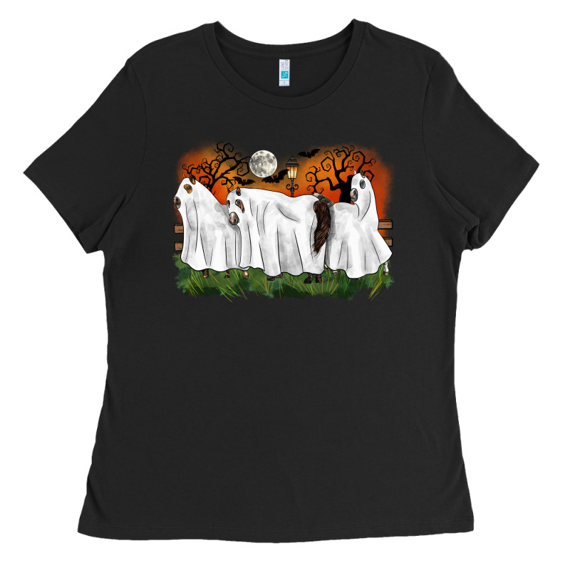 Ghost Horses Halloween Ladies Tee by CowGirlArtShop | Teevron