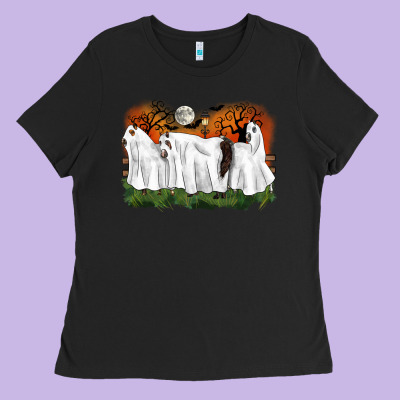 Ghost Horses Halloween Ladies Tee Designed By Cowgirlartshop