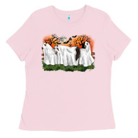 Bubblegum Pink ghost horses halloween Ladies Tee - CowGirlArtShop