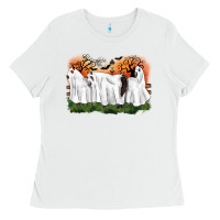 White ghost horses halloween Ladies Tee - CowGirlArtShop