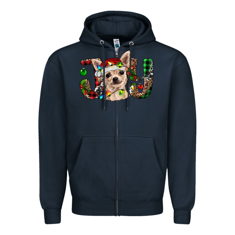 Christmas Chihuahua Joy Zipper Hoodie by BarkalooDesign | Teevron