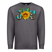Charcoal Heather joy with sunflower and cactus ado Premium Sweatshirt - AdoDesignShop