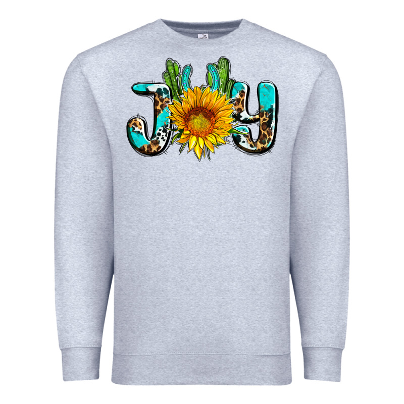 Joy With Sunflower And Cactus Ado Premium Sweatshirt by AdoDesignShop | Teevron