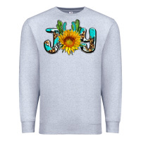 Heather Grey joy with sunflower and cactus ado Premium Sweatshirt - AdoDesignShop