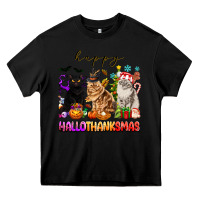 Black happy hallothanksmas cats Heavy Core Tee - texasbilliewilder