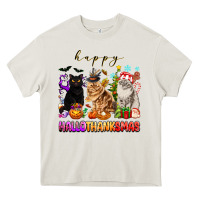 Cream happy hallothanksmas cats Heavy Core Tee - texasbilliewilder