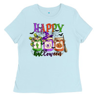 Baby Blue happy halloween jars Ladies Tee - CowGirlArtShop