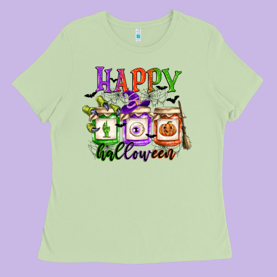 Happy Halloween Jars Ladies Tee Designed By Cowgirlartshop