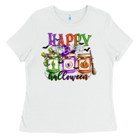 White happy halloween jars Ladies Tee - CowGirlArtShop