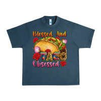 Midnight Navy Blessed and taco obsessed Mexico Urban Heavy Tee - FaDigitalArtStudio