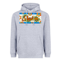 Heather Grey shalom with olive branch Heavyweight Hoodie - AdoDesignShop