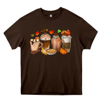 Chocolate Brown Pumpkin Spice Coffee Cups Heavy Core Tee - texasbilliewilder