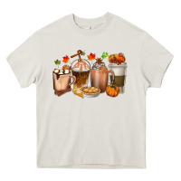 Cream Pumpkin Spice Coffee Cups Heavy Core Tee - texasbilliewilder