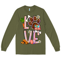 Army Green Tie dye easter love dog paw Long Sleeve Tee - BundleAndBundleShop