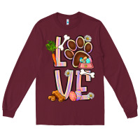 Burgundy Tie dye easter love dog paw Long Sleeve Tee - BundleAndBundleShop