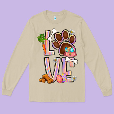 Tie Dye Easter Love Dog Paw Long Sleeve Tee Designed By Bundleandbundleshop