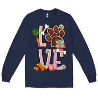 Navy Tie dye easter love dog paw Long Sleeve Tee - BundleAndBundleShop