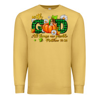 Antique Gold with god all things are possible Premium Sweatshirt - AdoDesignShop