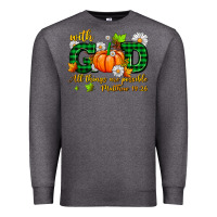 Charcoal Heather with god all things are possible Premium Sweatshirt - AdoDesignShop