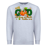 Heather Grey with god all things are possible Premium Sweatshirt - AdoDesignShop