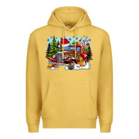 Antique Gold Christmas truck Premium Hoodie - CowhideDigitalArt