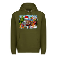 Army Green Christmas truck Premium Hoodie - CowhideDigitalArt