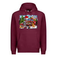 Burgundy Christmas truck Premium Hoodie - CowhideDigitalArt