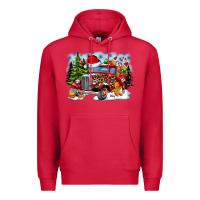 Cardinal Christmas truck Premium Hoodie - CowhideDigitalArt