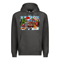 Charcoal Heather Christmas truck Premium Hoodie - CowhideDigitalArt