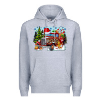 Heather Grey Christmas truck Premium Hoodie - CowhideDigitalArt