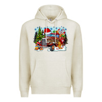 Oatmeal Heather Christmas truck Premium Hoodie - CowhideDigitalArt