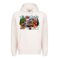 Pale Pink Christmas truck Premium Hoodie - CowhideDigitalArt