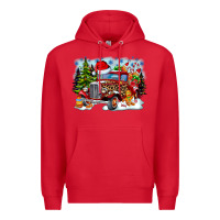 Red Christmas truck Premium Hoodie - CowhideDigitalArt