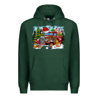 Sports Green Christmas truck Premium Hoodie - CowhideDigitalArt