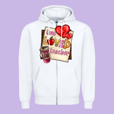 One Loved Teacher Zipper Hoodie Designed By Barkaloodesign
