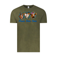 Vintage Olive Peace Love Cows Vintage Tee - Jasminsmagicworld